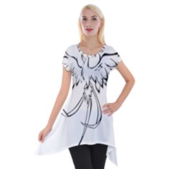 Phoenix Mythical Bird Animal Short Sleeve Side Drop Tunic by Wegoenart