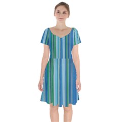 Painted Stripe Short Sleeve Bardot Dress by dressshop