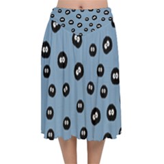 Totoro - Soot Sprites Pattern Velvet Flared Midi Skirt by Valentinaart