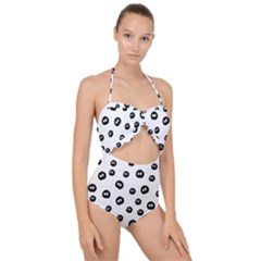 Totoro - Soot Sprites Pattern Scallop Top Cut Out Swimsuit by Valentinaart