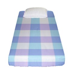 Gingham Duo Aqua On Lavender Fitted Sheet (single Size) by retrotoomoderndesigns