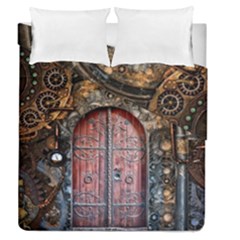 Steampunk Gears Pipes Brass Door Duvet Cover Double Side (queen Size) by Pakrebo