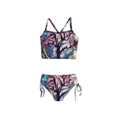 Tree Moon Night Sky Landscape Girls  Tankini Swimsuit by Pakrebo