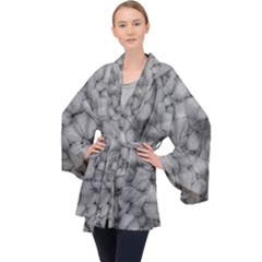 Soft Gray Stone Pattern Texture Design Velvet Kimono Robe by dflcprintsclothing