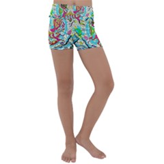 Supersonic Octopus Kids  Lightweight Velour Yoga Shorts by chellerayartisans