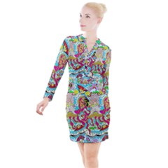 Supersonic Octopus Button Long Sleeve Dress by chellerayartisans