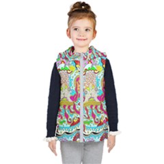 Supersonic Octopus Kids  Hooded Puffer Vest by chellerayartisans