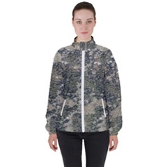 Grunge Camo Print Design High Neck Windbreaker (women) by dflcprintsclothing