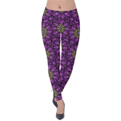 Ornate Heavy Metal Stars In Decorative Bloom Velvet Leggings by pepitasart