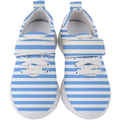 Blue Stripes Kids  Velcro Strap Shoes by snowwhitegirl