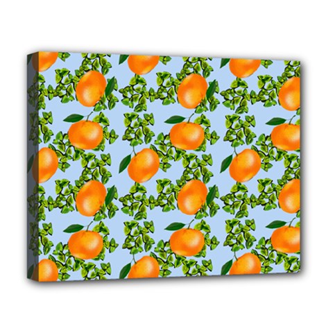 Citrus Tropical Orange Blue Deluxe Canvas 20  X 16  (stretched) by snowwhitegirl