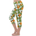 Citrus Tropical Orange White Lightweight Velour Capri Yoga Leggings View2