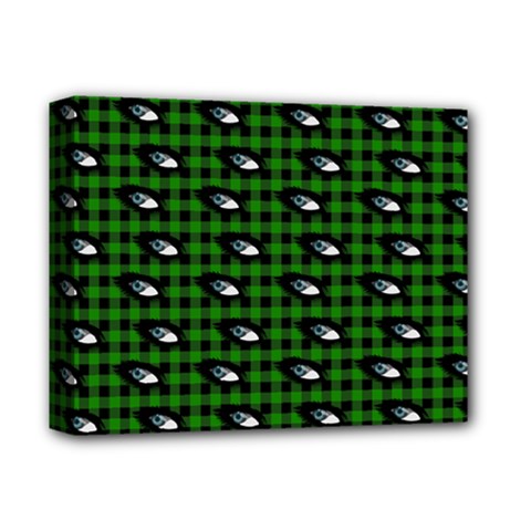 Eyes Green Plaid Deluxe Canvas 14  X 11  (stretched) by snowwhitegirl