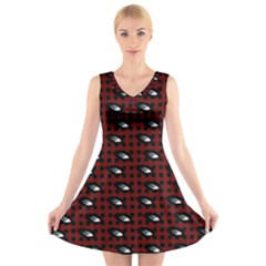 Eyes Red Plaid V-neck Sleeveless Dress by snowwhitegirl