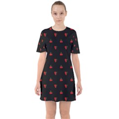 Candy Apple Black Pattern Sixties Short Sleeve Mini Dress by snowwhitegirl