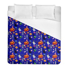 Halloween Treats Pattern Blue Duvet Cover (full/ Double Size) by snowwhitegirl