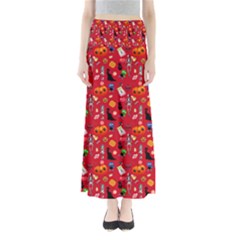 Halloween Treats Pattern Red Full Length Maxi Skirt by snowwhitegirl