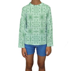 Ornamental Green Kids  Long Sleeve Swimwear by snowwhitegirl