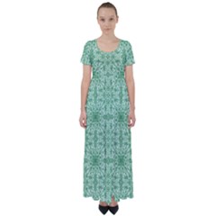 Ornamental Green High Waist Short Sleeve Maxi Dress by snowwhitegirl