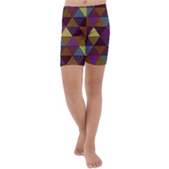 Fall Geometric Pattern Kids  Lightweight Velour Capri Yoga Leggings by snowwhitegirl