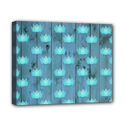 Zen Lotus Wood Wall Blue Canvas 10  X 8  (stretched) by snowwhitegirl