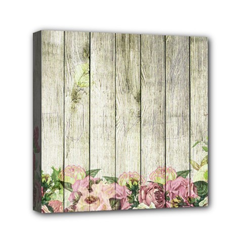 Floral Wood Wall Mini Canvas 6  X 6  (stretched) by snowwhitegirl