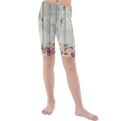 Floral Wood Wall Kids  Mid Length Swim Shorts by snowwhitegirl