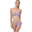 Colorful Leaves Twist Bandeau Bikini Set View1