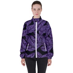 Tropical Leaves Purple High Neck Windbreaker (women) by snowwhitegirl