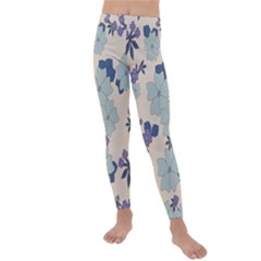 Vintage Floral Blue Pattern Kids  Lightweight Velour Leggings by snowwhitegirl