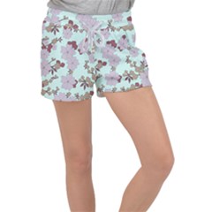 Vintage Floral Lilac Pattern Women s Velour Lounge Shorts by snowwhitegirl