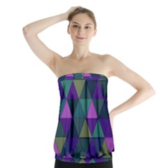 Blue Geometric Strapless Top by snowwhitegirl