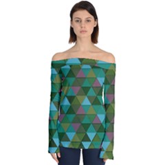 Green Geometric Off Shoulder Long Sleeve Top by snowwhitegirl