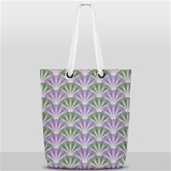 Vintage Scallop Violet Green Pattern Full Print Rope Handle Tote (small) by snowwhitegirl