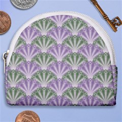 Vintage Scallop Violet Green Pattern Horseshoe Style Canvas Pouch by snowwhitegirl