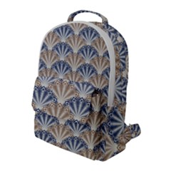 Vintage Scallop Beige Blue Pattern Flap Pocket Backpack (large) by snowwhitegirl