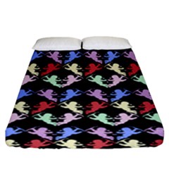 Colorful Cherubs Black Fitted Sheet (king Size) by snowwhitegirl