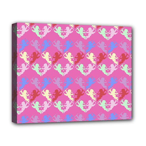 Colorful Cherubs Pink Deluxe Canvas 20  X 16  (stretched) by snowwhitegirl