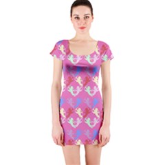 Colorful Cherubs Pink Short Sleeve Bodycon Dress by snowwhitegirl