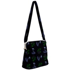 Gothic Girl Rose Black Pattern Zipper Messenger Bag by snowwhitegirl