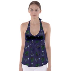 Gothic Girl Rose Blue Pattern Babydoll Tankini Top by snowwhitegirl