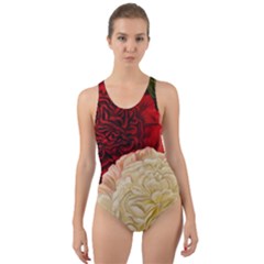 Vintage Carnation Flowers Cut-out Back One Piece Swimsuit by snowwhitegirl