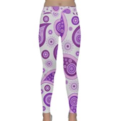 Retro Paisley Purple Classic Yoga Leggings by snowwhitegirl