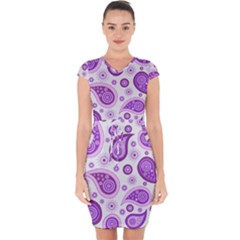 Retro Paisley Purple Capsleeve Drawstring Dress  by snowwhitegirl