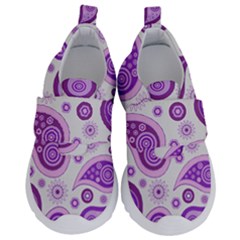 Retro Paisley Purple Kids  Velcro No Lace Shoes by snowwhitegirl