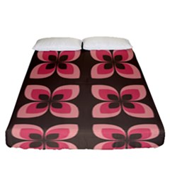 Retro Flower Pink Brown Fitted Sheet (queen Size) by snowwhitegirl