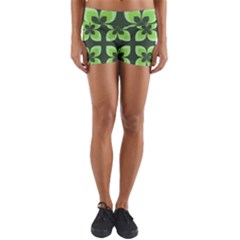 Retro Flower Green Yoga Shorts by snowwhitegirl