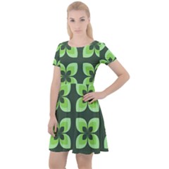 Retro Flower Green Cap Sleeve Velour Dress  by snowwhitegirl