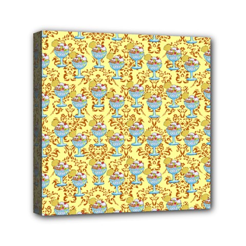 Paisley Yellow Sundaes Mini Canvas 6  X 6  (stretched) by snowwhitegirl