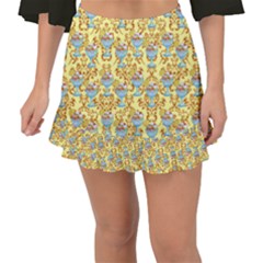 Paisley Yellow Sundaes Fishtail Mini Chiffon Skirt by snowwhitegirl